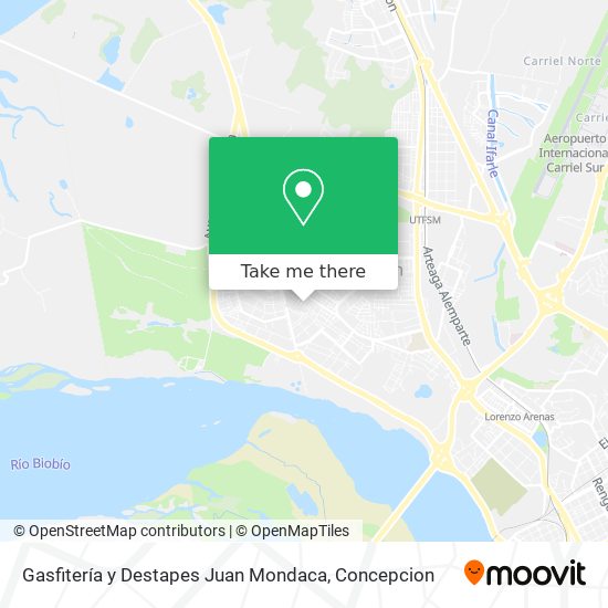 Gasfitería y Destapes Juan Mondaca map