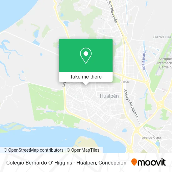 Mapa de Colegio Bernardo O' Higgins - Hualpén