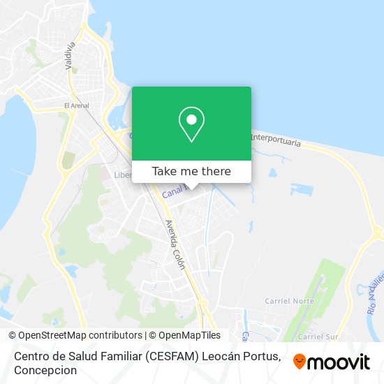 Mapa de Centro de Salud Familiar (CESFAM) Leocán Portus