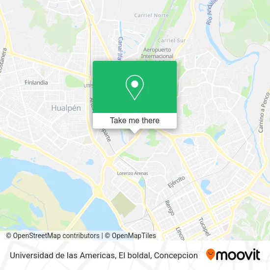 Mapa de Universidad de las Americas, El boldal