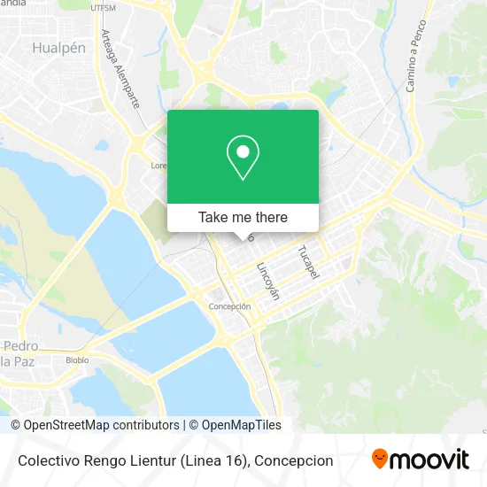 Mapa de Colectivo Rengo Lientur (Linea 16)