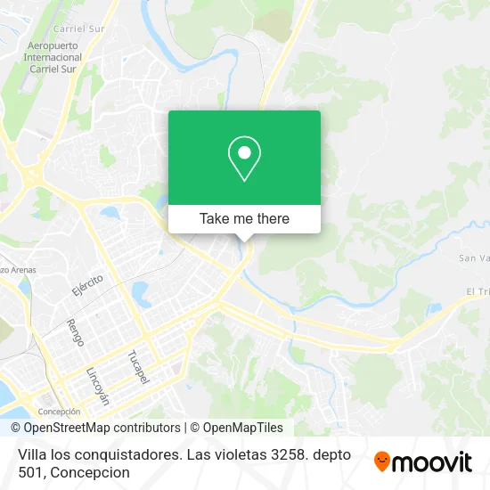 Mapa de Villa los conquistadores. Las violetas 3258. depto 501