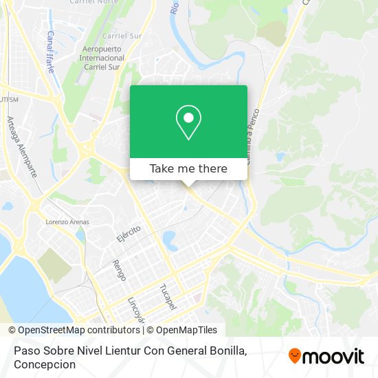 Mapa de Paso Sobre Nivel Lientur Con General Bonilla