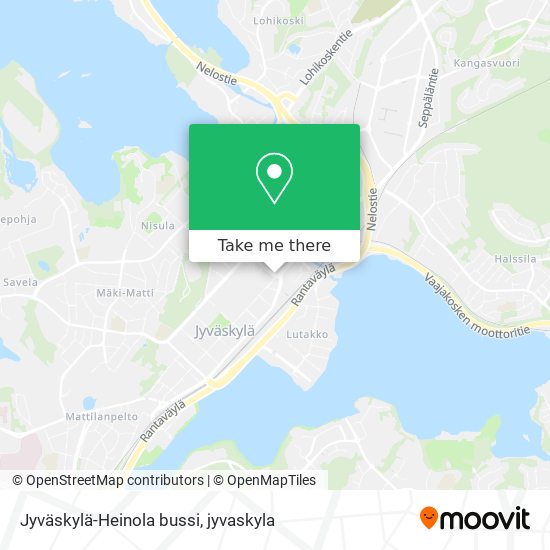 Jyväskylä-Heinola bussi map