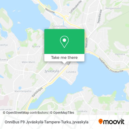 OnniBus F9 Jyväskylä-Tampere-Turku map