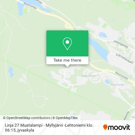 Linja 27 Mustalampi - Myllyjärvi -Lehtoniemi klo. 06:15 map