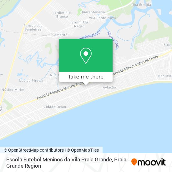 Mapa Escola Futebol Meninos da Vila Praia Grande