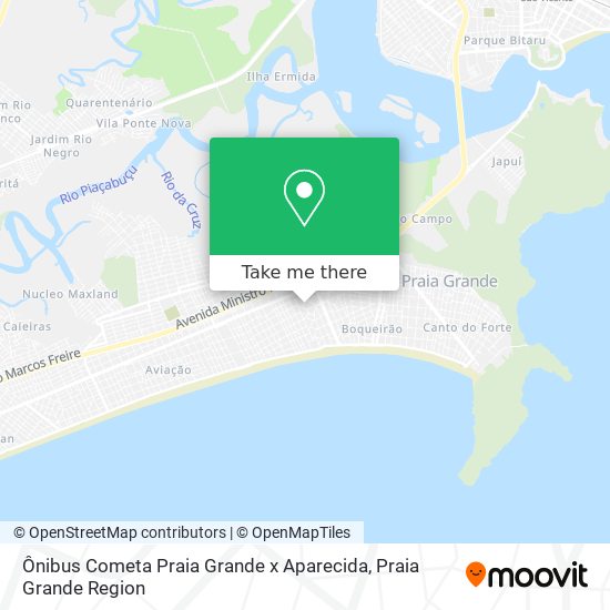 Ônibus Cometa Praia Grande x Aparecida map