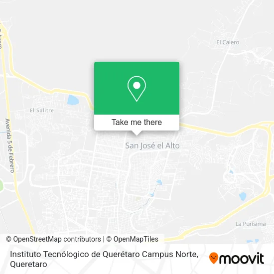 Mapa de Instituto Tecnólogico de Querétaro Campus Norte