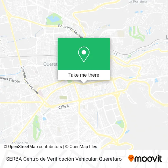 Mapa de SERBA Centro de Verificación Vehicular