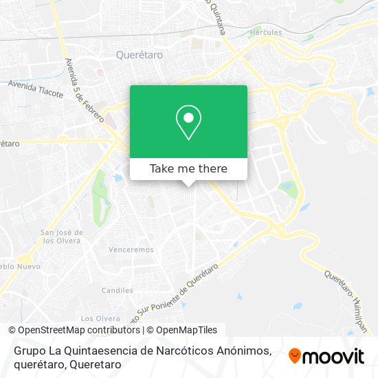 Grupo La Quintaesencia de Narcóticos Anónimos, querétaro map