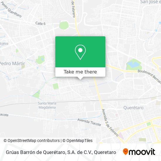 Mapa de Grúas Barrón de Querétaro, S.A. de C.V.