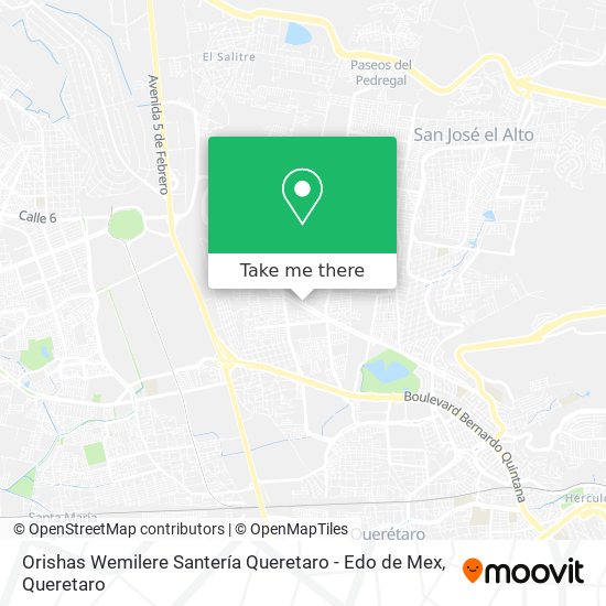 Orishas Wemilere Santería Queretaro - Edo de Mex map
