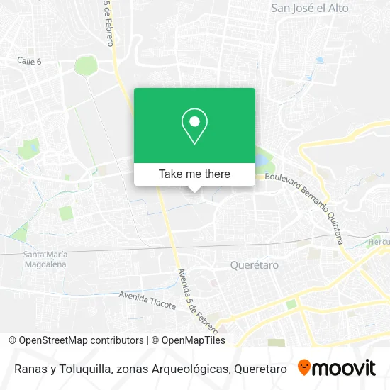 Mapa de Ranas y Toluquilla, zonas Arqueológicas
