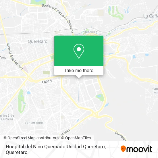 Mapa de Hospital del Niño Quemado Unidad Queretaro