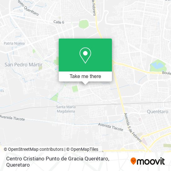 Centro Cristiano Punto de Gracia Querétaro map