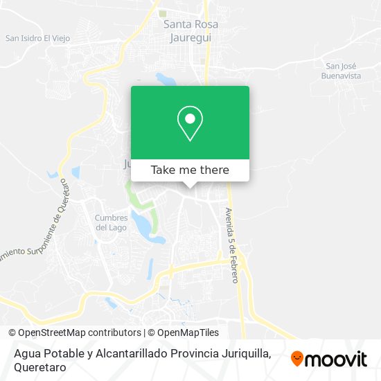Agua Potable y Alcantarillado Provincia Juriquilla map