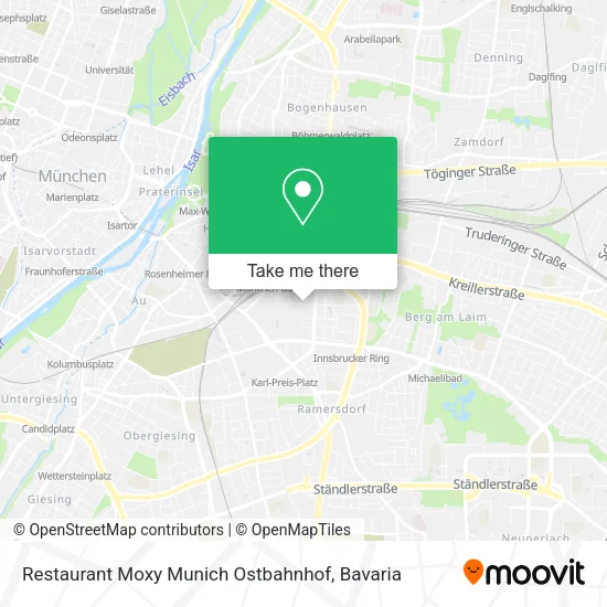 Карта Restaurant Moxy Munich Ostbahnhof
