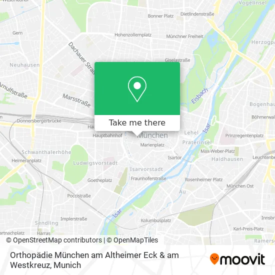 Карта Orthopädie München am Altheimer Eck & am Westkreuz