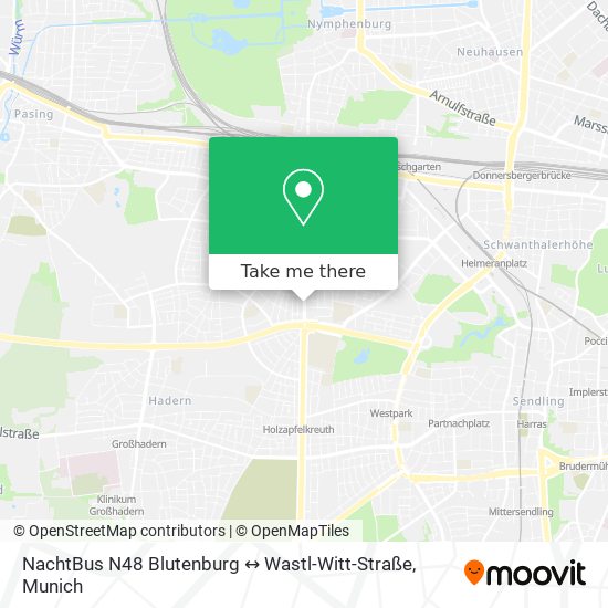 NachtBus N48 Blutenburg ↔ Wastl-Witt-Straße map