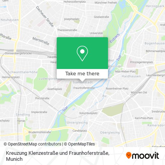 Карта Kreuzung Klenzestraße und Fraunhoferstraße