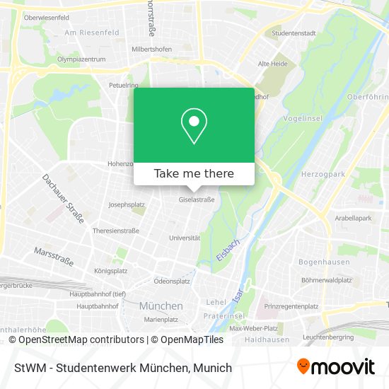 StWM - Studentenwerk München map