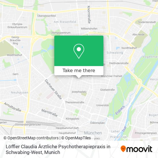 Карта Löffler Claudia Ärztliche Psychotherapiepraxis in Schwabing-West