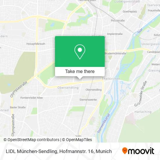 Карта LIDL München-Sendling, Hofmannstr. 16