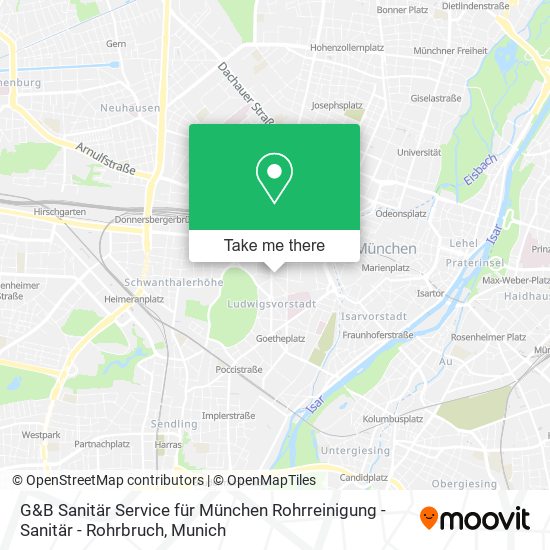 G&B Sanitär Service für München Rohrreinigung - Sanitär - Rohrbruch map