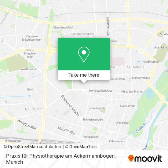 Карта Praxis für Physiotherapie am Ackermannbogen