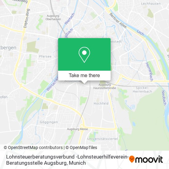 Карта Lohnsteuerberatungsverbund -Lohnsteuerhilfeverein- Beratungsstelle Augsburg