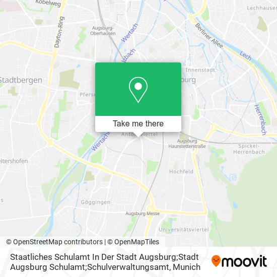 Карта Staatliches Schulamt In Der Stadt Augsburg;Stadt Augsburg Schulamt;Schulverwaltungsamt