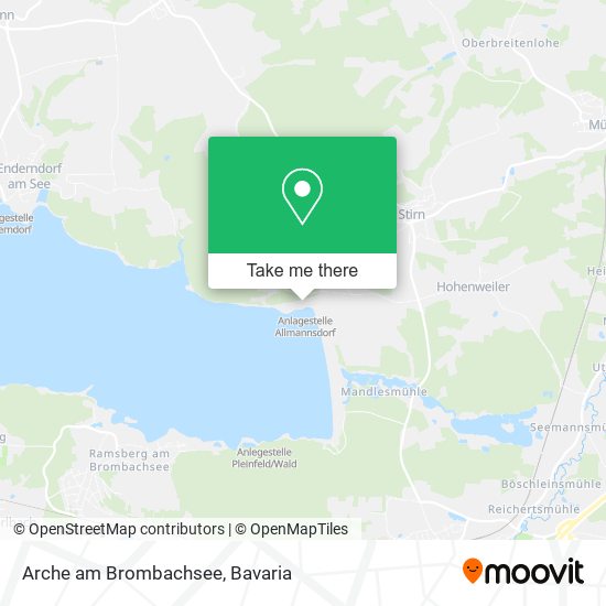 How to get to Arche am Brombachsee in Bavaria by Bus or Train