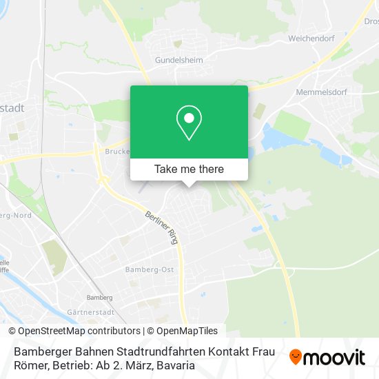 Bamberger Bahnen Stadtrundfahrten Kontakt Frau Römer, Betrieb: Ab 2. März map