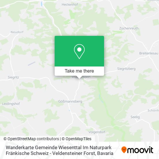 Wanderkarte Gemeinde Wiesenttal Im Naturpark Fränkische Schweiz - Veldensteiner Forst map