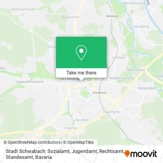 Карта Stadt Schwabach: Sozialamt, Jugendamt, Rechtsamt, Standesamt