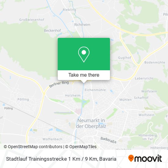 Stadtlauf Trainingsstrecke 1 Km / 9 Km map