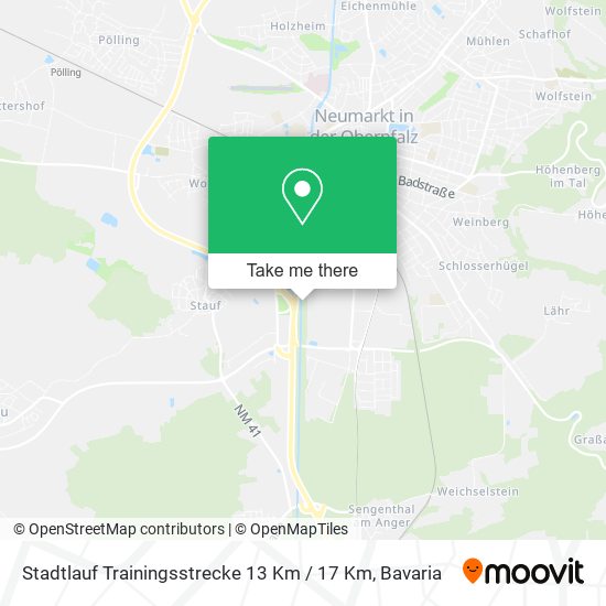 Stadtlauf Trainingsstrecke 13 Km / 17 Km map