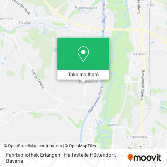 Карта Fahrbibliothek Erlangen - Haltestelle Hüttendorf