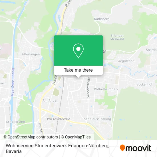 Карта Wohnservice Studentenwerk Erlangen-Nürnberg