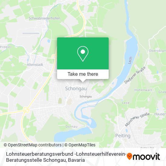 Карта Lohnsteuerberatungsverbund -Lohnsteuerhilfeverein- Beratungsstelle Schongau