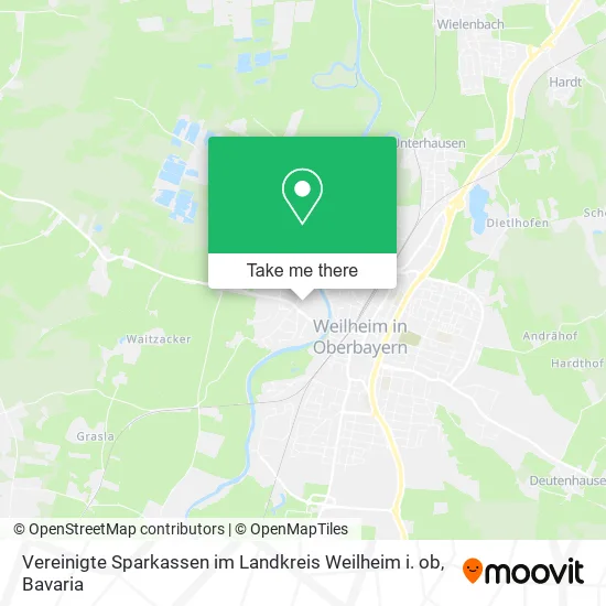 Карта Vereinigte Sparkassen im Landkreis Weilheim i. ob