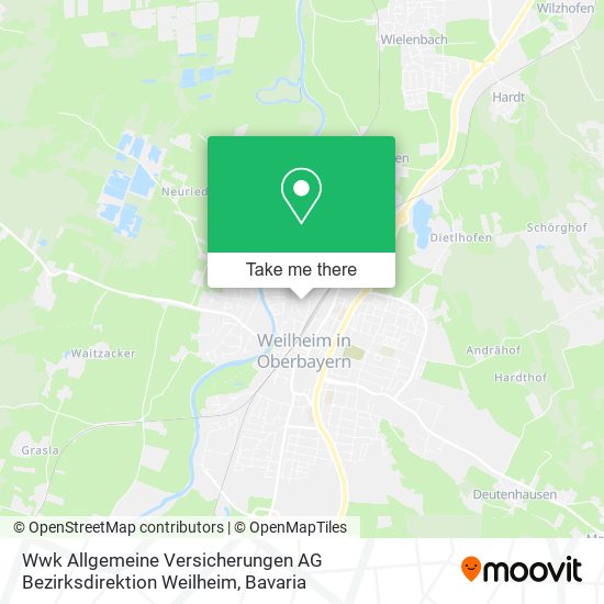 Карта Wwk Allgemeine Versicherungen AG Bezirksdirektion Weilheim