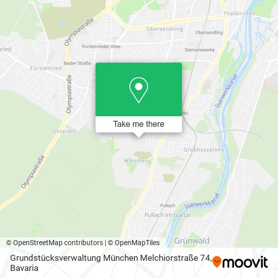 Карта Grundstücksverwaltung München Melchiorstraße 74