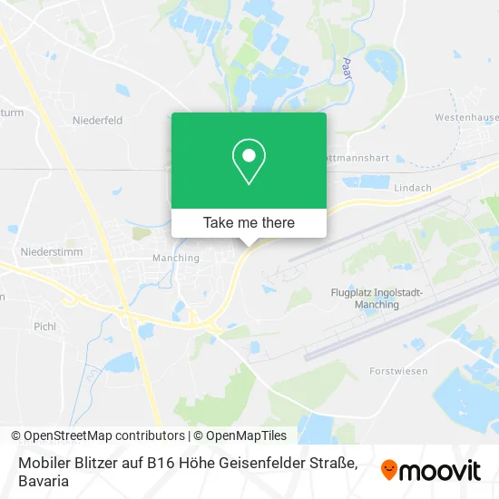 Карта Mobiler Blitzer auf B16 Höhe Geisenfelder Straße