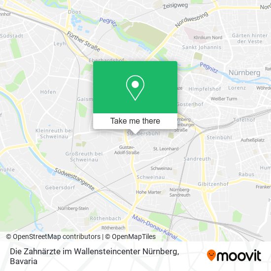 Die Zahnärzte im Wallensteincenter Nürnberg map
