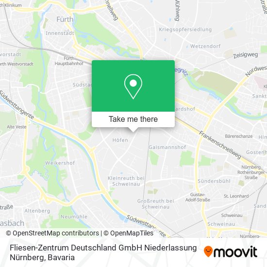 Карта Fliesen-Zentrum Deutschland GmbH Niederlassung Nürnberg