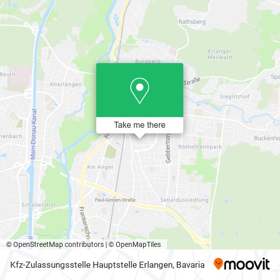 Карта Kfz-Zulassungsstelle Hauptstelle Erlangen