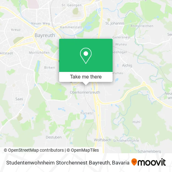 Карта Studentenwohnheim Storchennest Bayreuth