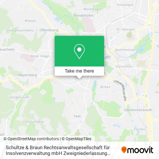 Карта Schultze & Braun Rechtsanwaltsgesellschaft für Insolvenzverwaltung mbH Zweigniederlassung Bayreuth